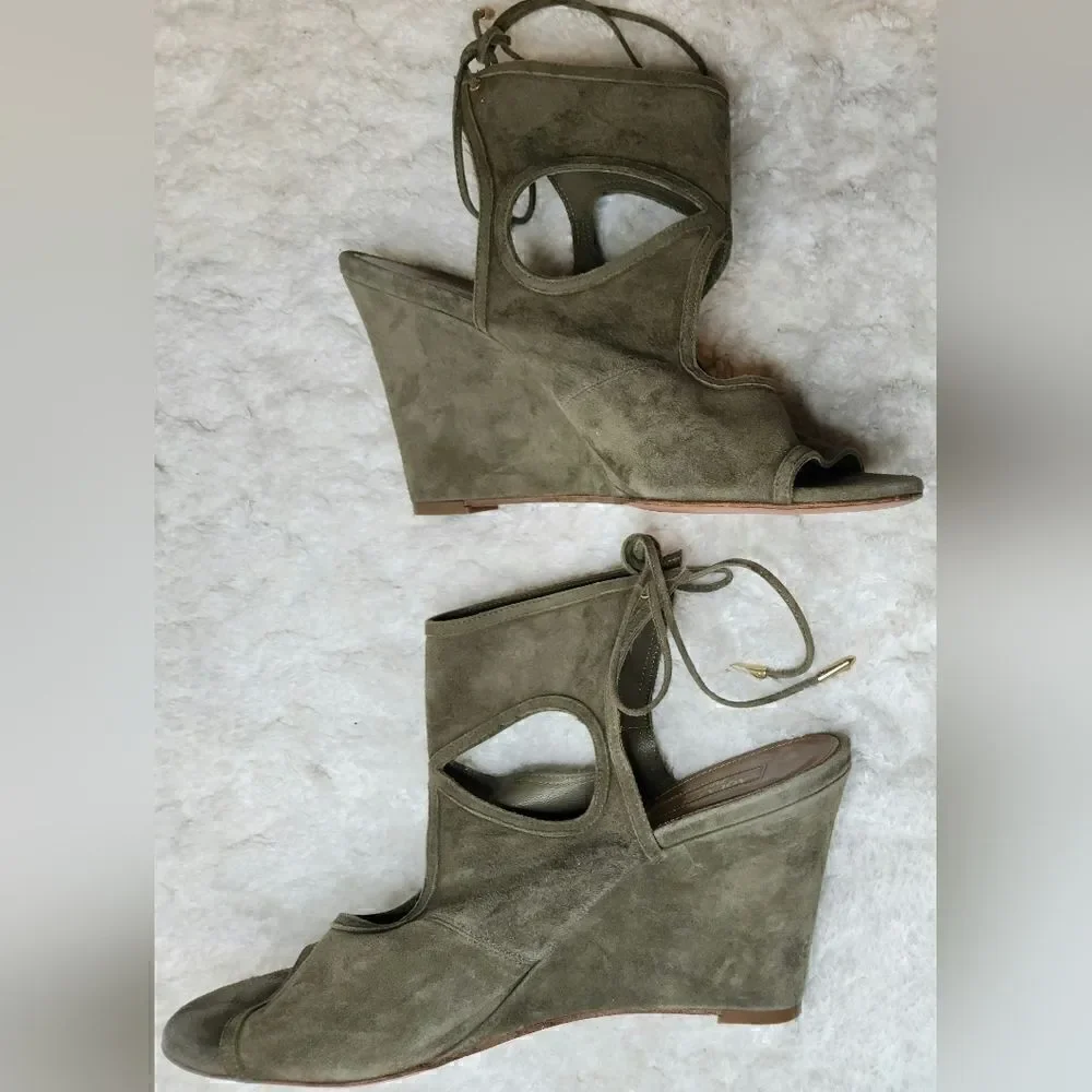 Aquazzura sexy thing suede wedges size 40(USA 9)